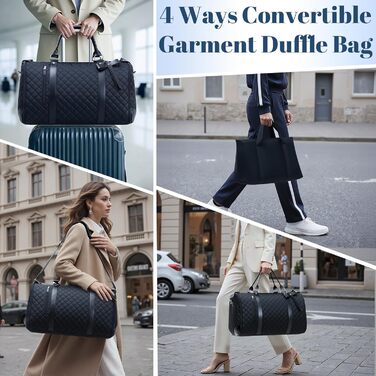 Дорожня сумка GARPROVM Suit Bag для жінок, трансформована сумка для одягу 3 в 1 з дизайном 2 мішків та знімною ручною поклажею, водонепроникна сумка для одягу на вихідні для подорожей без складок (чорна)