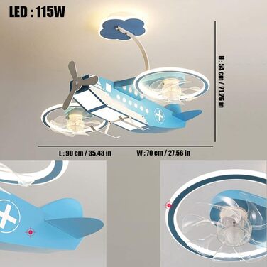 Стельовий світлодіодний світильник PAZWAHF 115 Вт, стельовий вентилятор зі світлодіодним підсвічуванням, регульованою швидкістю ві