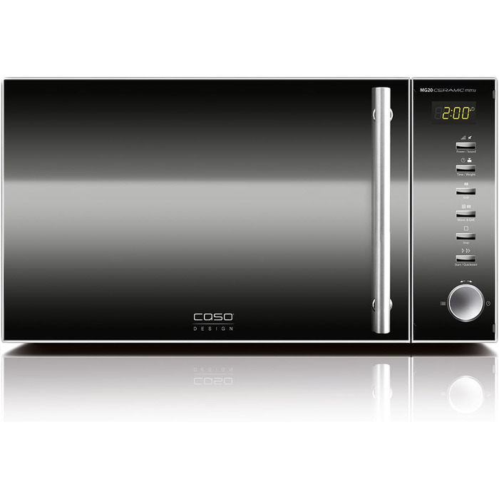 КАСО MG20 Керамічне меню 2-в-1 Мікрохвильова піч з грилем Керамічна основа та решітка для гриля на 2 рівні, гриль 900 Вт, 1000 Вт, 20 л, нержавіюча сталь, дзеркальна 20 літрів