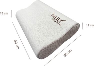 Ортопедична подушка для шиї Ebitop, подушка з віскозної піни з ефектом пам&39яті, регульована по висоті, ергономічна подушка для голови, подушка для сну, подушка для шиї, 60x35x13 см, білий (60x35x13 см)