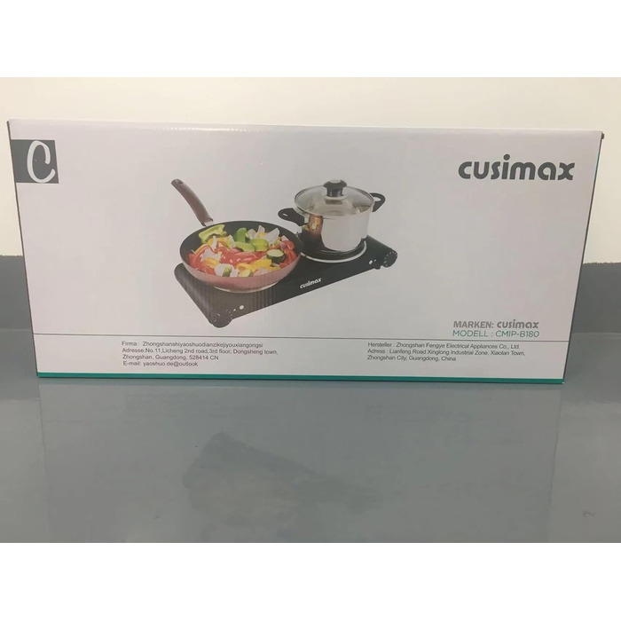 Інфрачервона варильна поверхня CUSIMAX 2 шт. 1200 Вт 1200 Вт Електрична варильна поверхня зі склокераміки, портативні подвійні варильні поверхні з регулюванням температури для зовнішнього/внутрішнього використання, для всіх типів гончарів, чорна нержавіюч