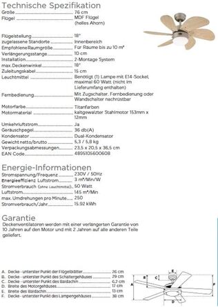 Стельовий вентилятор Westinghouse Lighting 76 см Turbo Swirl 78158 з одинарною лампою і шістьма лопатями, версія з титану з опалов