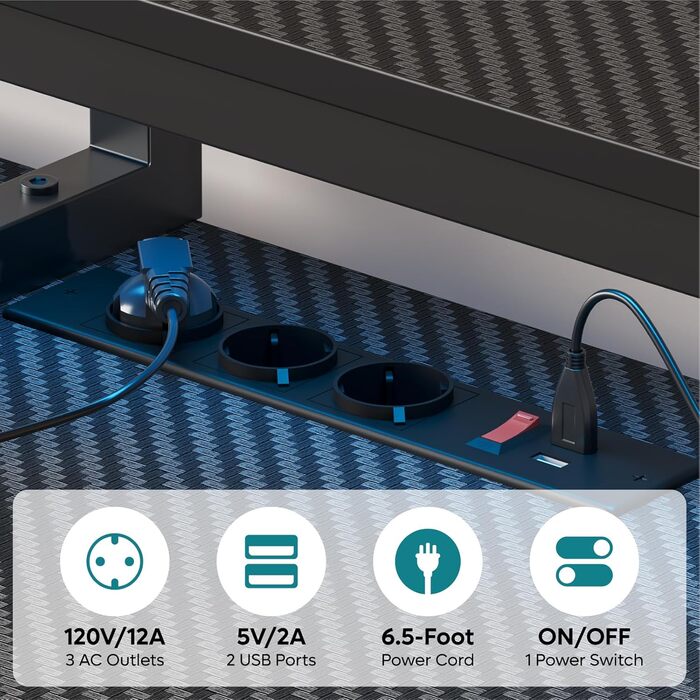 Ігровий стіл Storeo Imp, 188 см, метал / дерево / вуглецеве волокно, чорний