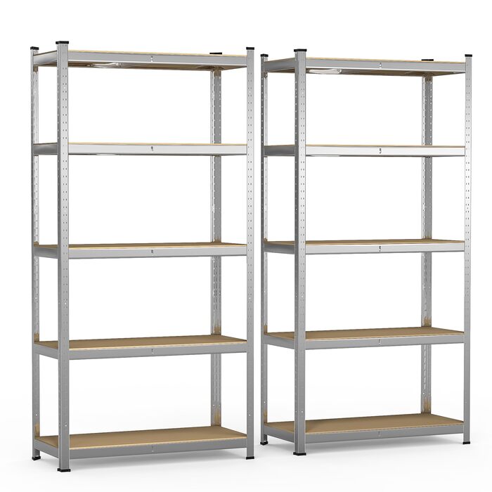 Надміцний стелаж VOUNOT, комплект з 2 шт., стелажі для зберігання, підвальні стелажі, безболтові стелажі, стелажі для майстерні, 180x90x40 см, 5 регульованих полиць, вантажопідйомність 875 кг, 90x40x180 см