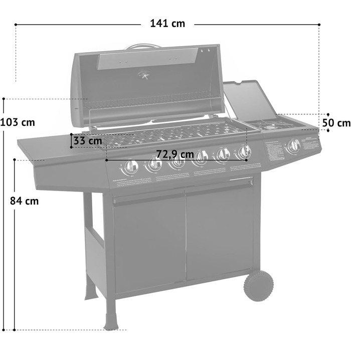 Гриль газовий TAINO BASIC 61 з бічним пальником та візком з нержавіючої сталі