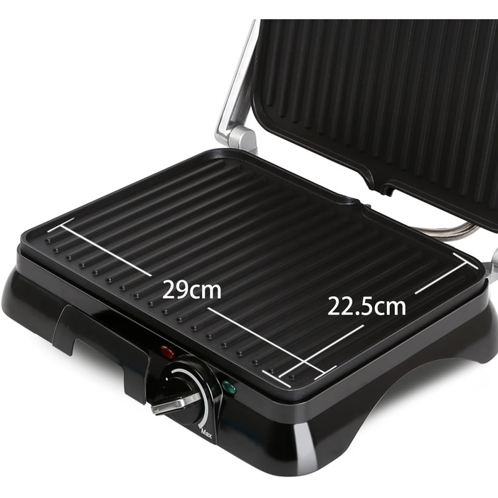 Контактний гриль Panini Grill, Бутербродниця, 2000 Вт, нержавіюча сталь з антипригарним покриттям, 180 градусів відкидний, контроль температури, ОДНОРАЗОВА УПАКОВКА., 30KLU- XXL