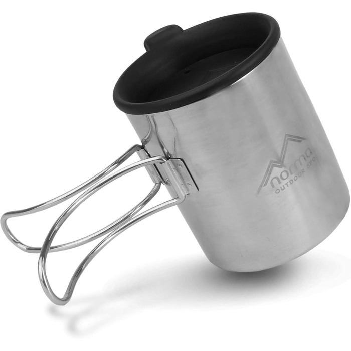 Похідний набір посуду у військовому стилі каструля Бундесверу, 5-предметний столовий набір та чашка з відкидною ручкою та кришкою. Іржавісткий, термостійкий, колір оливковий.