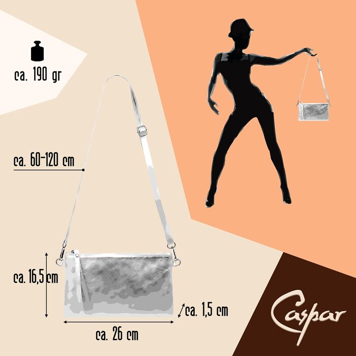 Золотиста клатч-сумочка з металевим блиском - Класична лінія, Модель 717 - Зроблено в Італії. Розмір універсальний, колір - темно-сріблястий металік.