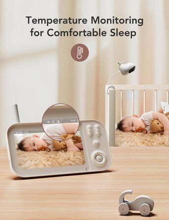 Відеоняня з камерою 5 дюймів, відеоняня з камерою без Wi-Fi, радіоняня з акумулятором 4000 мАг, нічне бачення 720P HD, двосторонні