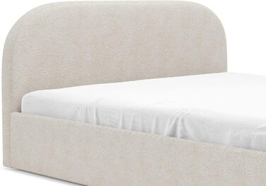 Ліжко Moon з м&39якою оббивкою 90x200 120x200 140x200 160x200 180x200 200x200 з металевою коробкою для зберігання, плетіння букле, без матраца (Source 02 - Cream, 160x200) Source 02 - Cream 160x200