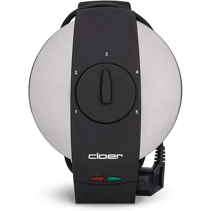 Вафельниця Cloer 1639SR, вафля у вигляді серця 15,5 см Ø, подвійне антипригарне покриття, стійка до цукру, 930 Вт, підвісний кошик, практична функція підставки, високоякісний корпус з нержавіючої сталі, нержавіюча сталь