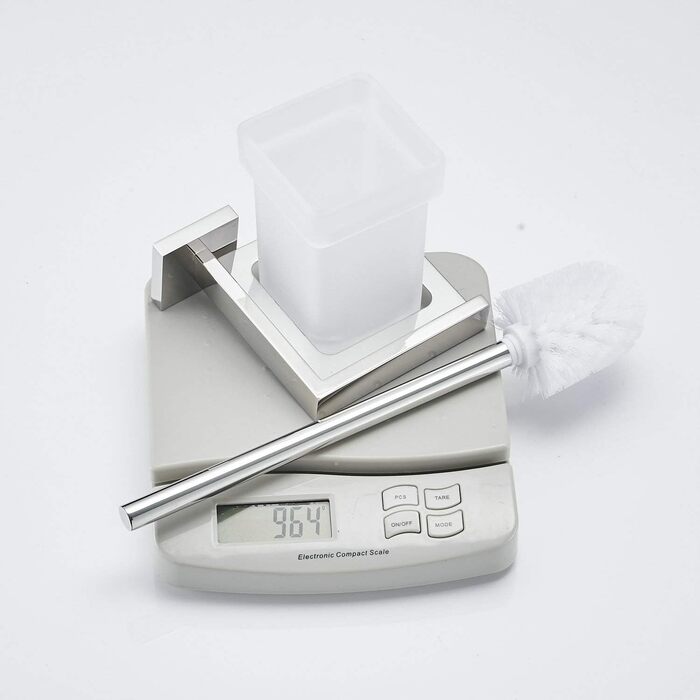 Туалетна щітка і тримач Настінний щіткотримач, хром, туалетний набір Набір туалетних щіток з нержавіючої сталі 304 і матового скла для ванної кімнати