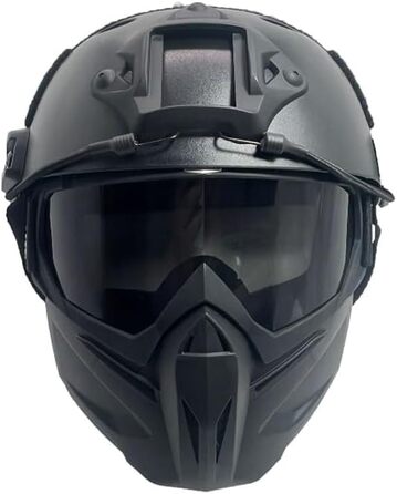 Тактичний шолом Mich зі знімною маскою для обличчя та окулярами для страйкболу, пейнтболу та полювання - ідеально підходить для активного відпочинку, чорні лінзи 2