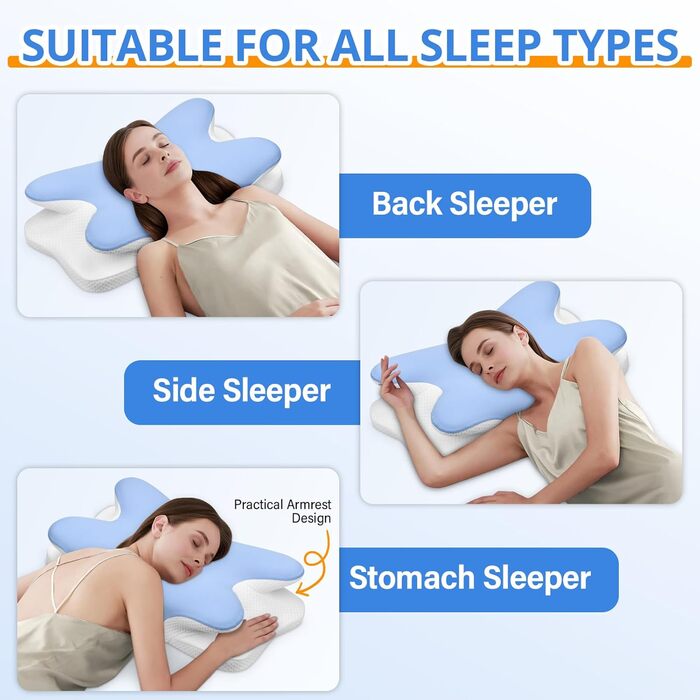 Подушка для підтримки шиї, подушка для голови, подушка для шиї, подушка з піни з ефектом пам&39яті, ергономічна подушка для сну на боці, на спині та на животі