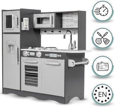 Дитяча іграшкова кухня зі світлодіодним спалахом, дерев'яна дитяча іграшка, рольові кухонні аксесуари, включаючи рольову кухню для