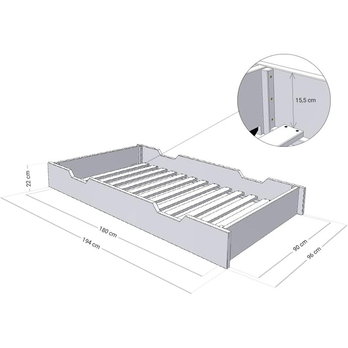 Набір Будиночок двоярусне ліжко Monty 90x200 см з дерев'яною шухлядою Buddy 90x180 см Біле ліжко будиночок з решіткою і повною осн