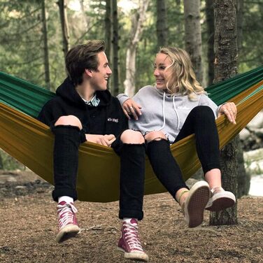 Ультралегкий гамак для подорожей Glymnis з підвісними тросами та сталевими карабінами, вантажопідйомність до 300 кг