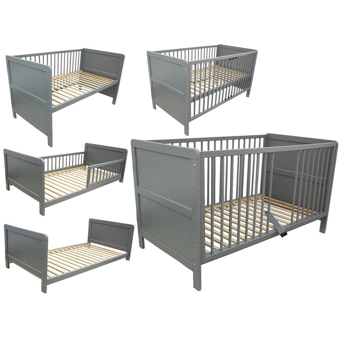 Дитяче ліжко Micoland Junior Bed Side Bed 140x70 см 3-в-1 сірого кольору