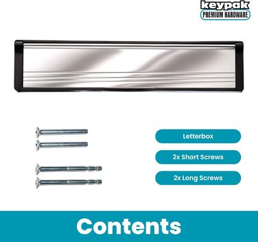 Дверна поштова скринька 30,6 см (12 дюймів) – чорний/полірований срібло