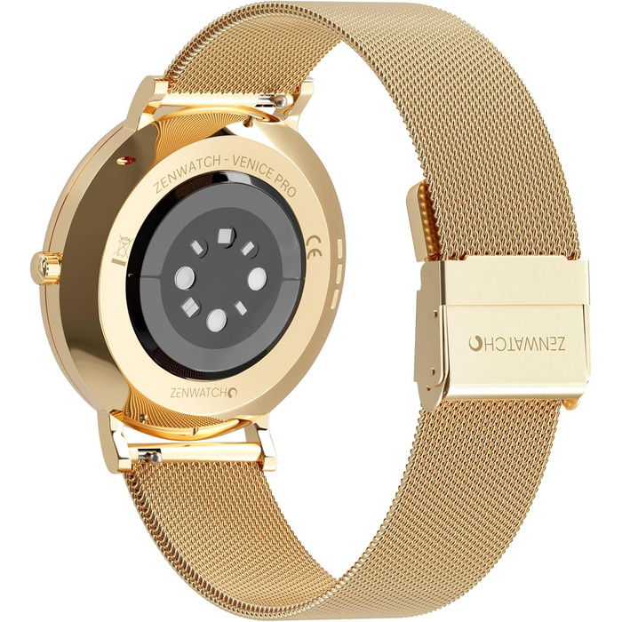 Розумний годинник Zenwatch Venice Pro 2.0 Gold з Bluetooth-телефонією 1,32-дюймовий AMOLED 466x466, 123 спортивні режими, серцевий ритм, артеріальний тиск та SpO2, водонепроникність IP68, акумулятор 200 мАг, сумісний з Android та iOS