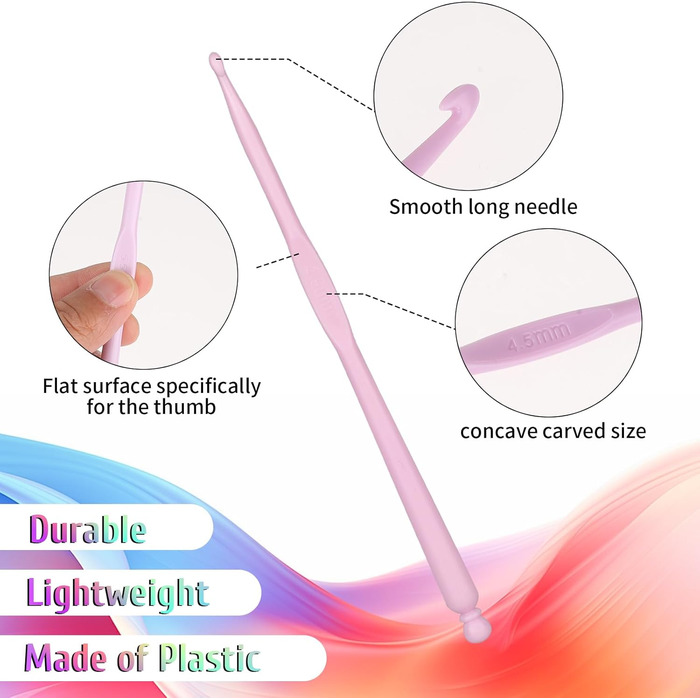 Гачок для вязання, 12 пластикових гачків для вязання (2,0-10,0 мм), ергономічна ручка, набір спиць і спиць, інструменти для плетіння пряжі для вязання шапок, рукавичок, шарфів