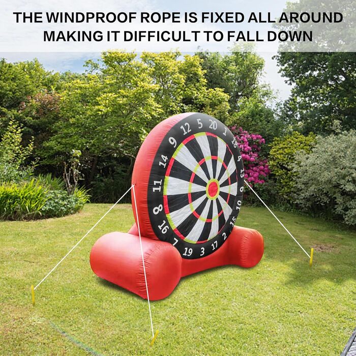 Надувна футбольна мішень для дартсу, надувна футбольна мішень для вулиці з 8 футбольними м&39ячами, гігантська мішень для дротиків для садових спортивних ігор, 10 футів (3 м), червона