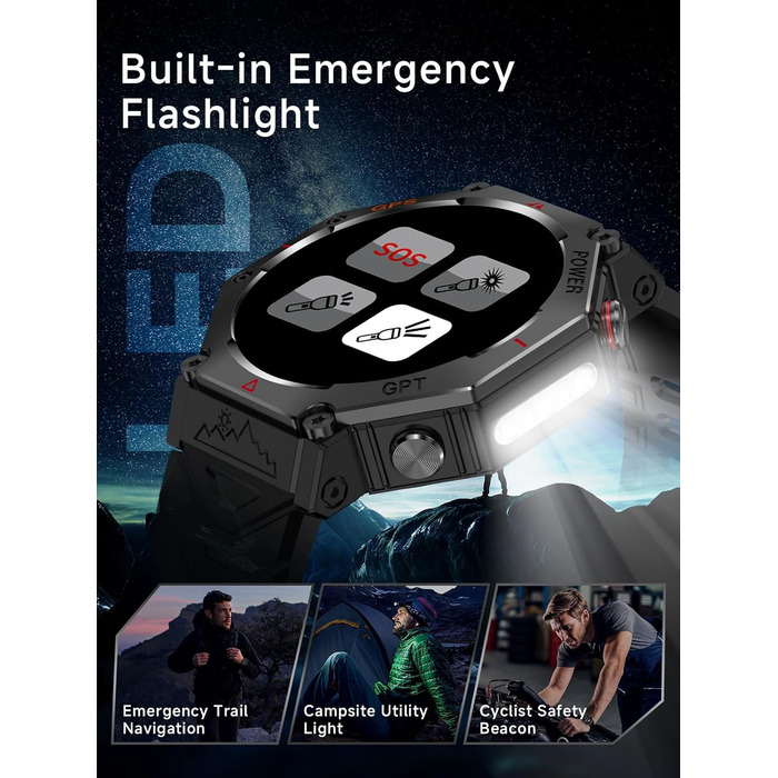 Смарт-годинник для чоловіків, військовий смарт-годинник 2026 року, спортивний годинник, фітнес-годинник 1,39 дюйма для Android та iOS, водонепроникний фітнес-трекер з функцією телефону/серцевий ритм/AI/ChatGPT/понад 100 спортивних режимів, класичний