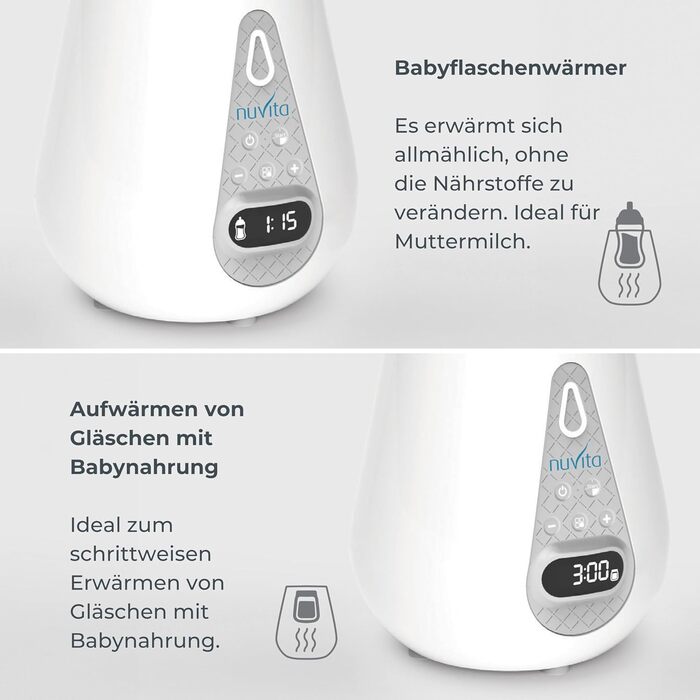 Портативний підігрівач дитячих пляшечок і стерилізатор Nuvita 1170 для дитячих пляшечок, дитячого харчування та грудного молока -