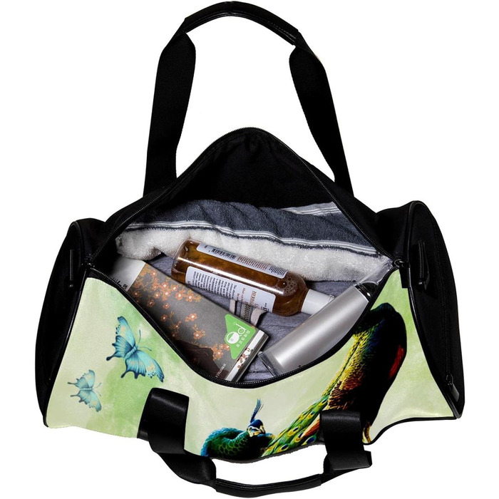 Спортивна сумка, компактна дорожня сумка, сумка для фітнесу та шопінгу (йога, тренування), з дизайном Дерево-Метелик-Павич, сумка для активного відпочинку, ручна поклажа