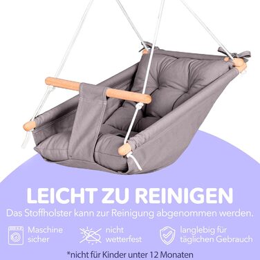 Дитяча гойдалка-гамак Canvas Baby Hammock Swing від Cateam - підвісна дерев'яна гойдалка для дитини з ременями безпеки та деталями