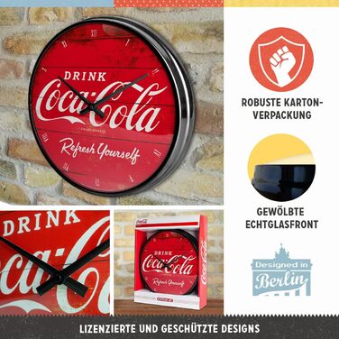 Ретро-настінний годинник Nostalgic-Art, Ø 31 см, Coca-Cola Logo Red Refresh Yourself