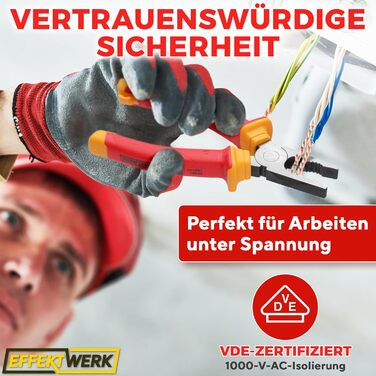 Набір електроінструментів (3 предмети), ізольовані, з сертифікацією VDE комбіновані плоскогубці, довгі/гострогубці та бічні кусачки