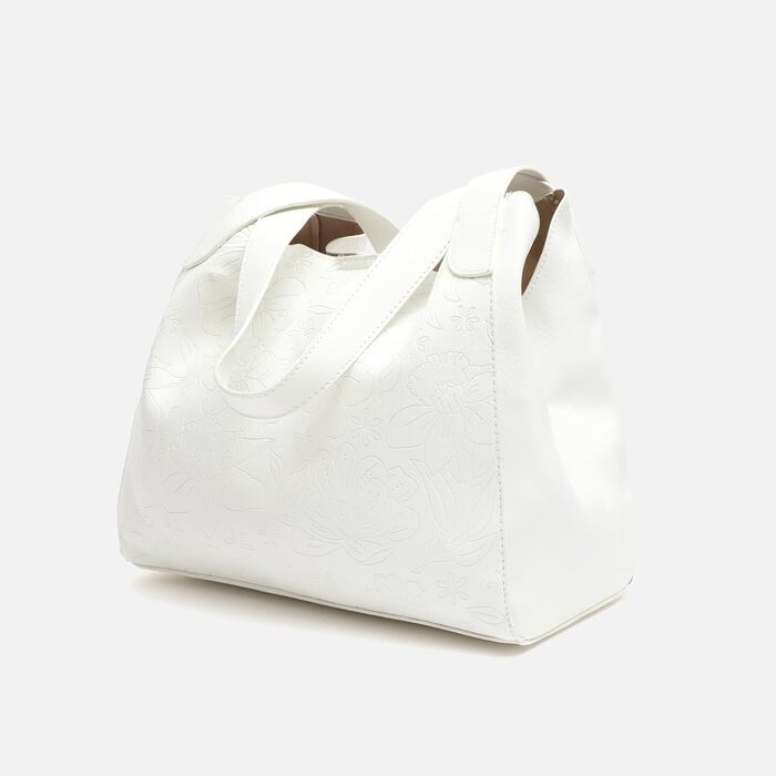 Велика сумка через плече з квітковим візерунком - Велика жіноча сумка через плече - Повсякденна, офіційна, неформальна Monoflor Wh