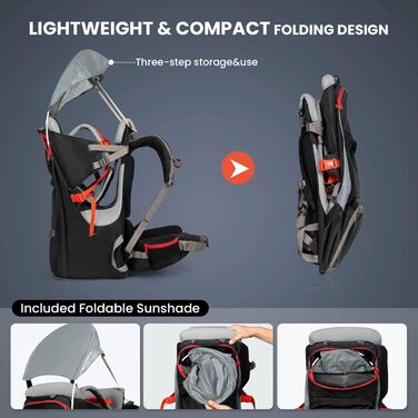 Дитячий рюкзак WIPHA, ергономічна дитяча коляска для походів із сонцезахисним навісом, безпечний похідний рюкзак із великим просто