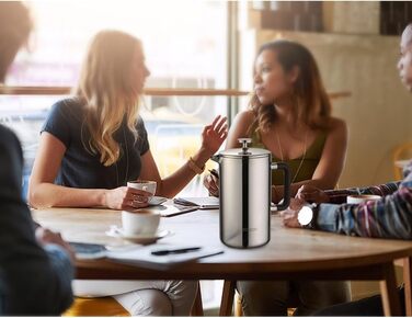 Кавоварка ecooe 1.5 л френч-прес з подвійними стінками 18/10 нержавіюча сталь без іржі з 3 фільтрами 1.5 л великої ємності