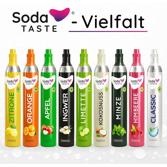 Купівельний балон CO2 SodaTASTE (резервний циліндр) для виробників газованої води, зі смаком натурального лимона, без сиропу, до 60 л газованої води зі смаком, без цукру