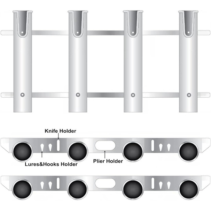 Настінні тримачі для вудок, трубки, ланки, тримач для вудок, стійки, 4-полюсні, білі