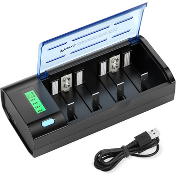 Універсальний зарядний пристрій для акумуляторів типу AA/AAA/SC/C/D/9V Ni-Mh/Ni-CD та 9V Li-ion з функцією розряду та РК-дисплеєм, швидка зарядка