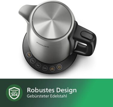 Електричний чайник Philips, об'єм 1,7 л, з регулюванням температури, функцією підтримання тепла та індикаторною лампочкою, основа