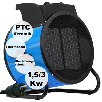 Тепловентилятор ALLEGRA PTC 3000 Вт Електричний вентилятор 230 В для дому та офісу Безпечний керамічний PTC обігрівач з термостатом та захистом від перегріву Портативний додатковий обігрівач