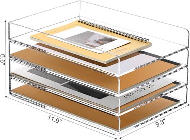 Лоток для листів SANRUI, що штабелюється, формату A4, 4 відділення, лоток для документів формату DIN A4, прозорий офісний органайзер та лоток для паперу для настільних аксесуарів та документів, сучасна 4-рівнева система організації