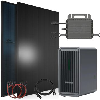 Балконна електростанція SUNNIVA 920 Вт з накопичувачем 2,24 кВтгод Marstek B2500-D, двофазна розетка FULLBLACK, комплект фотоелектричної сонячної системи з накопичувачем сонячної енергії, 2 двосторонні модулі скло-скляні N-типу потужністю 460 Вт 920/800 В