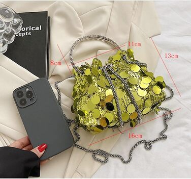 Жіноча сумочка-клатч з паєтками, елегантна вечірня сумочка на ланцюжку. Маленька крос-боді сумка для вечірки, весілля або повсякденного використання. Чорний колір.