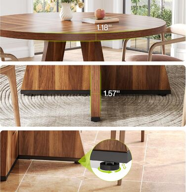 Круглий обідній стіл LITTLE TREE для 4-6 осіб, обідній стіл 120 см з дерев&39яною основою, коричневий обідній стіл, круглий кухонний стіл для їдальні, кухні, вітальні (лише стіл)