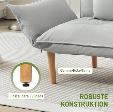 Крісло HOMCOM 2-в-1, м&39яке крісло з регульованою спинкою, м&39яке одномісне крісло з подушкою, крісло-шезлонг на дерев&39яних ніжках для вітальні, тканина з мікрофібри, світло-сірий колір