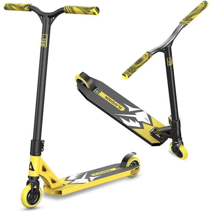 Самокат PLAYSHION трюковий самокат для фрістайлу 100мм з колесами на шарикопідшипниках ABEC 9 для дітей та дорослих жовтий