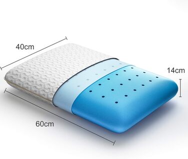 Подушка BedStory з гелевої піни з ефектом пам&39яті 40x60, висота 14 см, ортопедична подушка для сну на боці, ергономічна подушка зі знімним та пральним чохлом, сертифікована Oeko-Tex подушка 60x40x14 см, біла