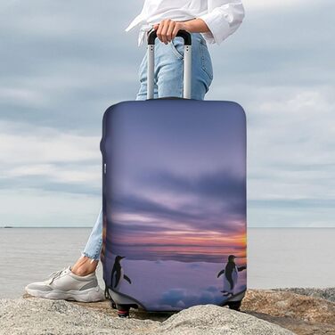 Чохол для валізи Пінгвіни на заході сонця, міцний захист для багажу розміром 45.7-81.3 см, малий, чорний