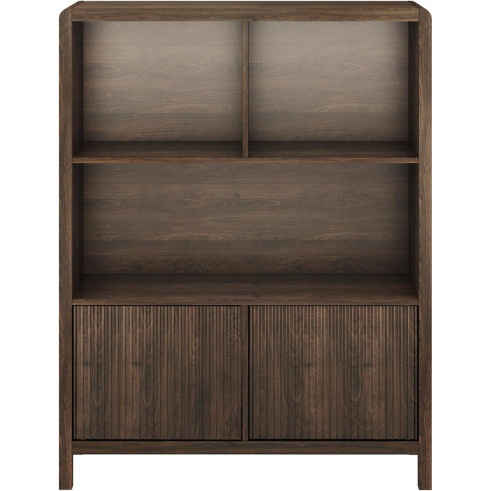 Висока тумба, Комод, Сервант, 103 x 80 x 28 см, Багатоцільова шафа, Шафа для вітальні з 2 дверцятами та 5 відділеннями, Шафа для вітальні, Під горіх, Під горіх, 103 x 80 x 28 см