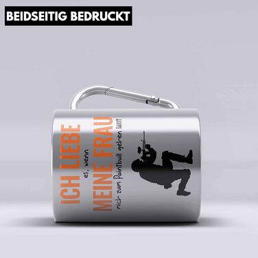 Тренд - Кухоль з нержавіючої сталі для пейнтболу з карабіном - Ідея подарунка для чоловіків, гравців у пейнтбол, кумедна ідея подарунка (срібна)